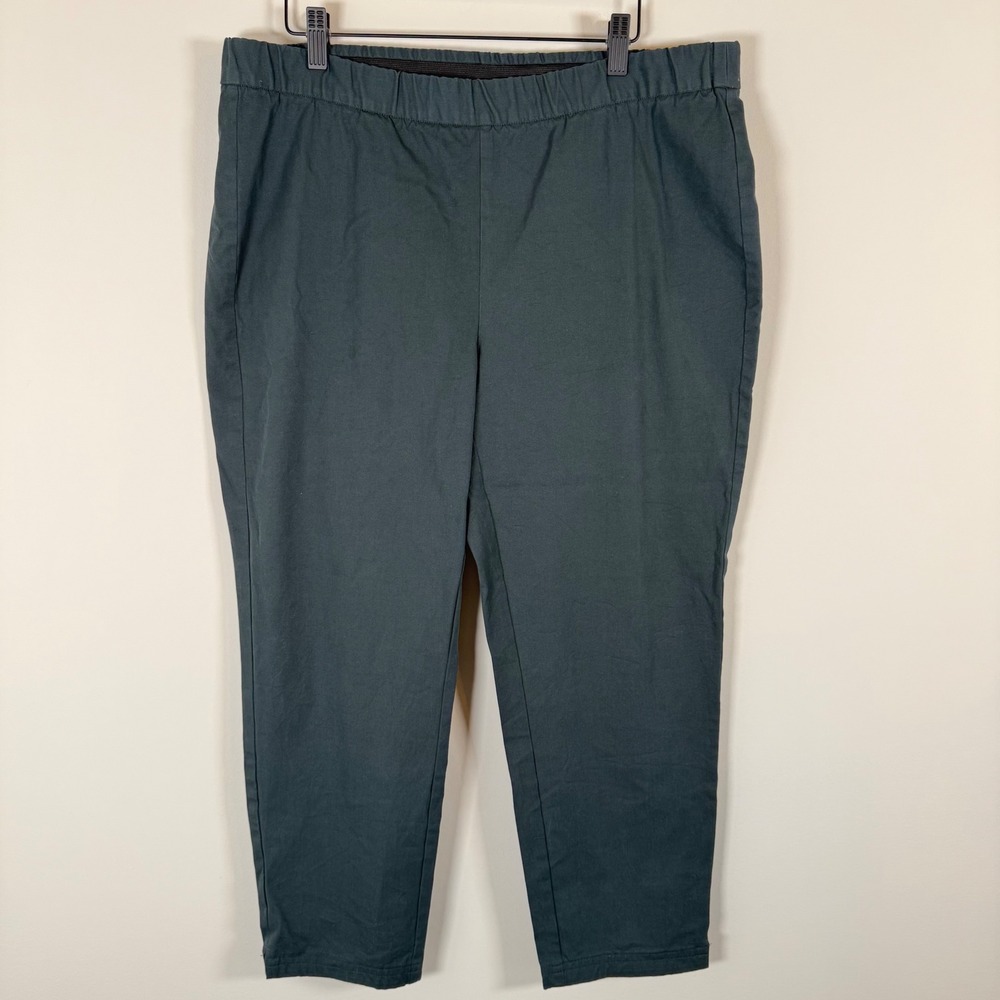 Eileen Fisher Women's Elastic Waist Pull On Ankle Pants Organic Cotton Large